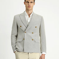 Light Beige 6 Drop Regular Fit Patterned Double-Breasted Jacket