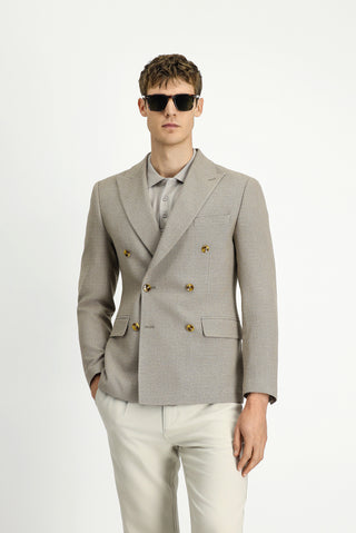  Orta Vizon 7 Drop Super Slim Fit Eksra Dar Kesim Desenli Kruvaze Ceket
