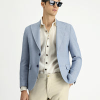 Blue 4 Drop Relaxed Fit Classic Patterned Jacket