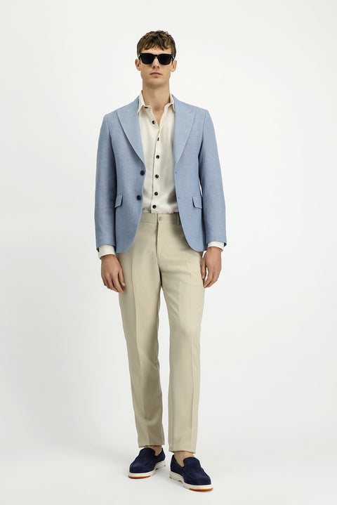 Blue 4 Drop Relaxed Fit Classic Patterned Jacket