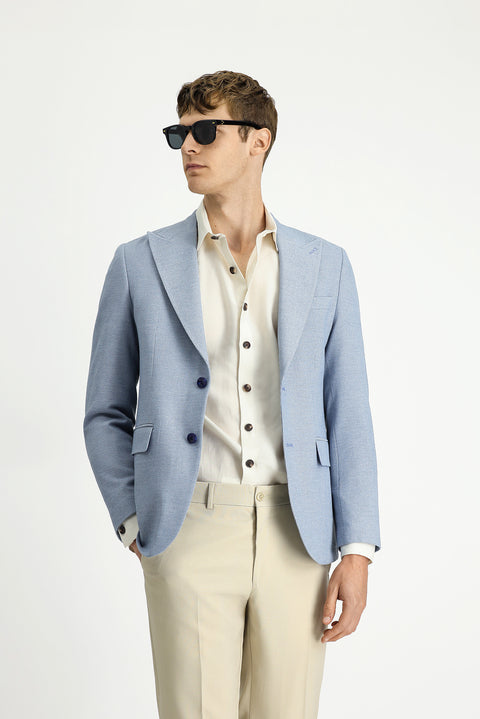 Blue 7 Drop Slim Fit Patterned Classic Jacket