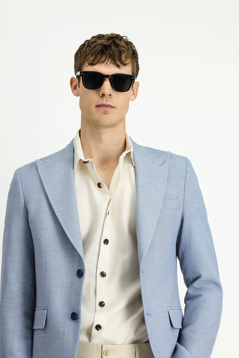 Blue 4 Drop Relaxed Fit Classic Patterned Jacket