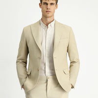 Light Beige 4-Drop Relaxed Fit Classic Patterned Jacket