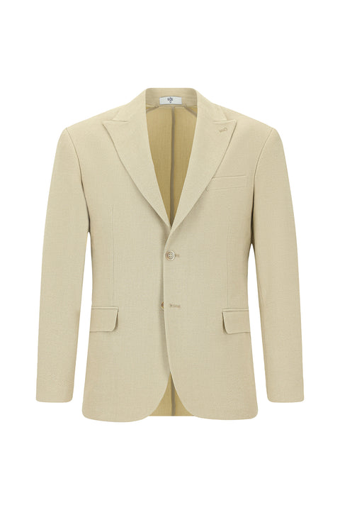 Light Beige 7 Drop Slim Fit Patterned Classic Jacket