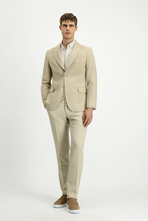 Light Beige 6 Drop Regular Fit Standard Cut Patterned Classic Jacket