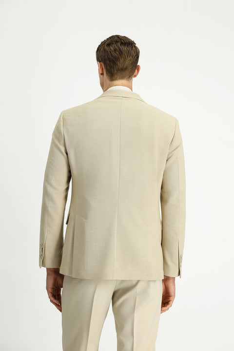 Light Beige 4-Drop Relaxed Fit Classic Patterned Jacket