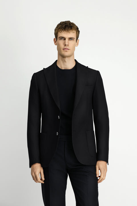 Black 6 Drop Regular Fit Standard Cut Lycra Patterned Sport Jacket