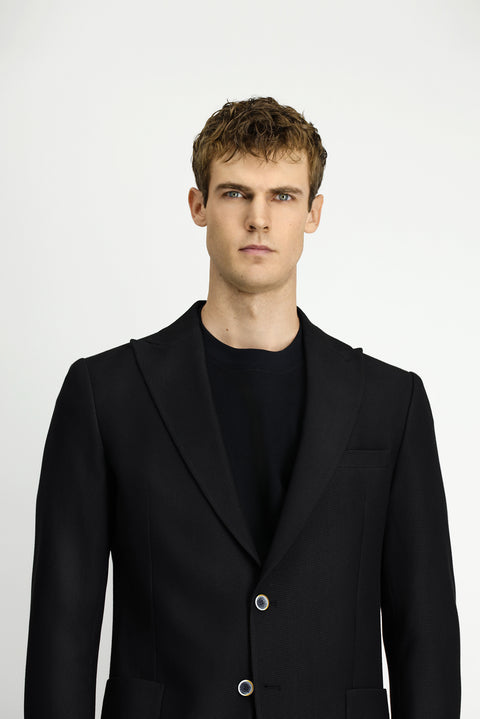 Black 8 Drop Muscle Fit Long Athletic Cut Lycra Patterned Sport Jacket