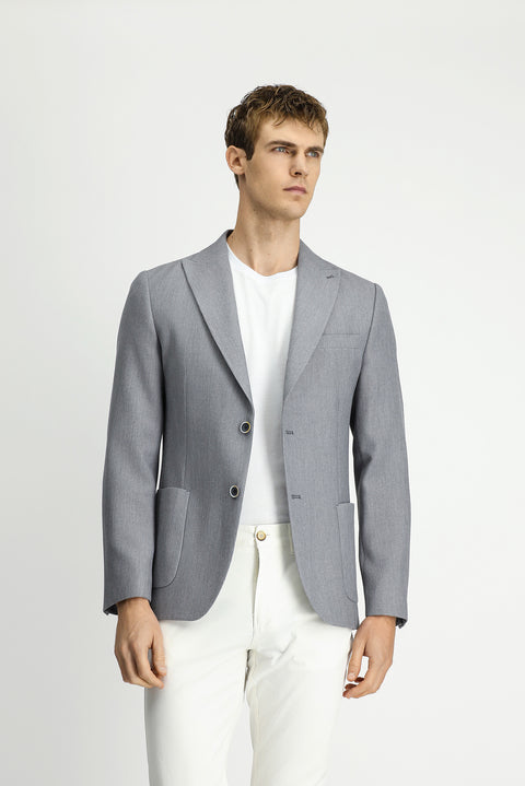 Medium Grey 6 Drop Regular Fit Standard Cut Lycra Patterned Sport Jacket