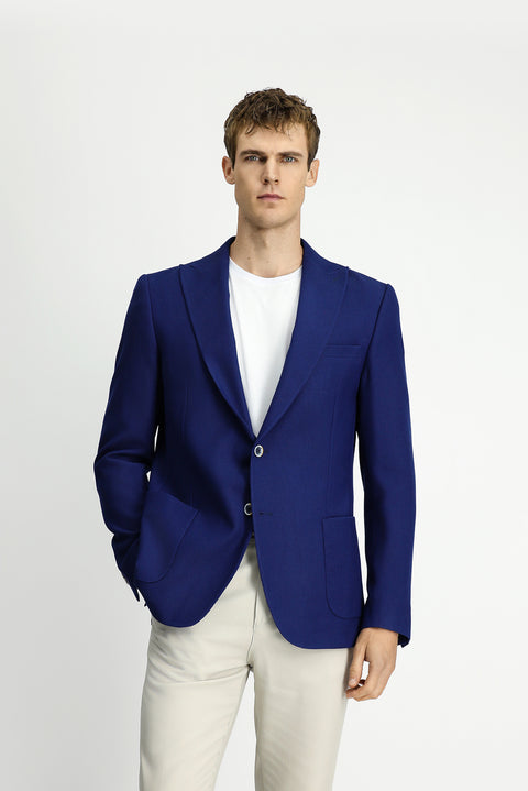 Medium Navy 6 Drop Regular Fit Standard Cut Lycra Patterned Sport Jacket