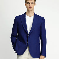 Medium Navy 8 Drop Muscle Fit Long Athletic Cut Lycra Patterned Sport Jacket