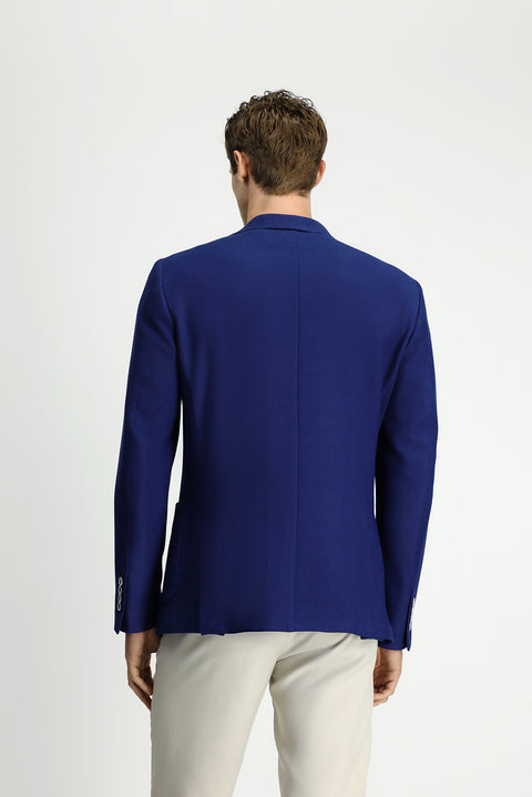 Medium Navy 8 Drop Muscle Fit Long Athletic Cut Lycra Patterned Sport Jacket