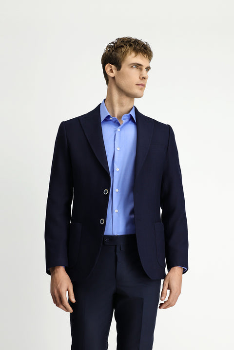 Dark Navy 6 Drop Regular Fit Standard Cut Lycra Patterned Sport Jacket