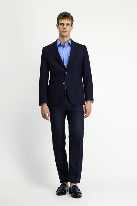 Dark Navy 6 Drop Regular Fit Standard Cut Lycra Patterned Sport Jacket