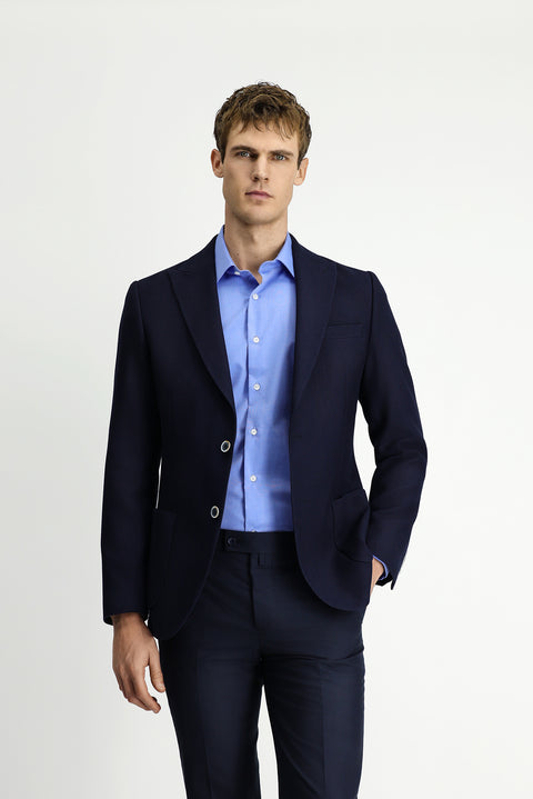 Dark Navy 6 Drop Regular Fit Standard Cut Lycra Patterned Sport Jacket