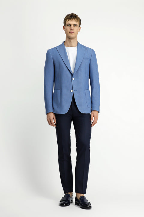 Blue 6 Drop Regular Fit Standard Cut Lycra Patterned Sport Jacket