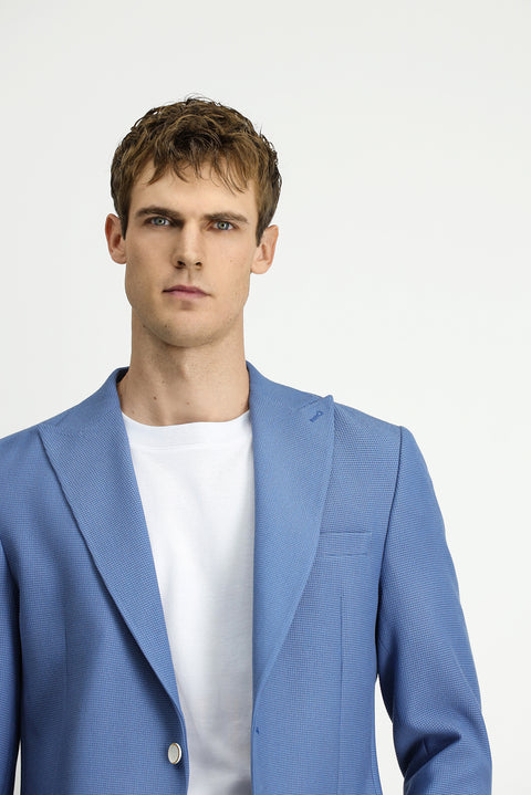 Blue 8 Drop Muscle Fit Long Athletic Cut Lycra Patterned Sport Jacket