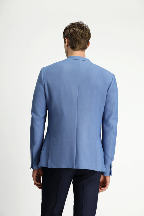 Blue 8 Drop Muscle Fit Long Athletic Cut Lycra Patterned Sport Jacket