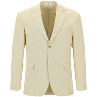 Light Beige 4-Drop Relaxed Fit Classic Jacket with Patterned Linen Blend
