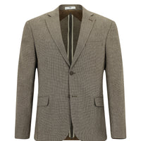 Medium Brown 7 Drop Slim Fit Classic Linen Blend Patterned Jacket