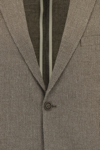  Orta Kahve 4 Drop Relaxed Fit Rahat Kesim Klasik Keten Karışımlı Desenli Ceket