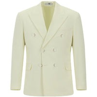 Cream 7 Drop Slim Fit Narrow Cut Patterned Waffle Double-Breasted Jacket