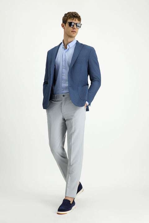 Indigo Techno-Line 4 Drop Relaxed Fit Relaxed Cut Patterned Waffle Sport Jacket