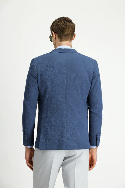Indigo Techno-Line 4 Drop Relaxed Fit Relaxed Cut Patterned Waffle Sport Jacket