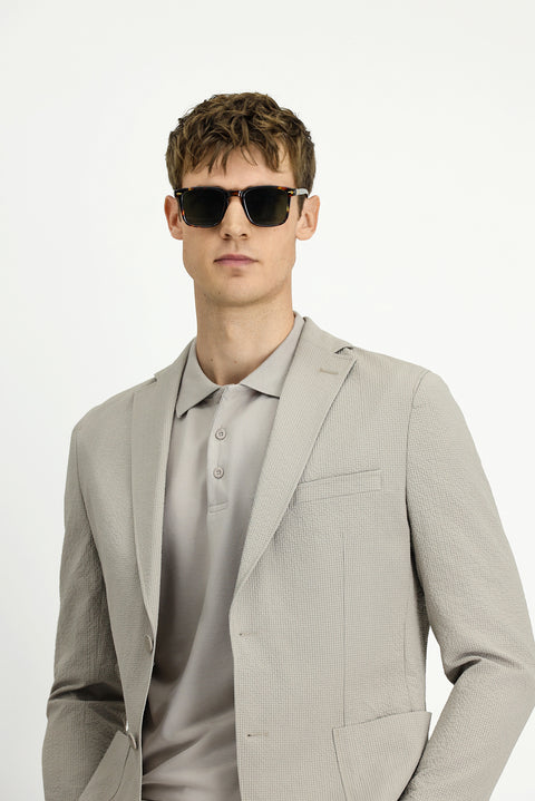 Medium Mink Techno-Line 4 Drop Relaxed Fit Patterned Waffle Sport Jacket
