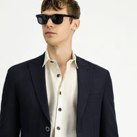 Dark Navy 7 Drop Super Slim Fit Extra Narrow Cut Striped Lycra Sport Jacket
