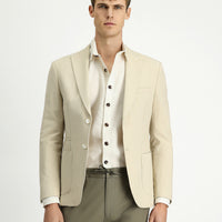 Light Beige 7 Drop Super Slim Fit Extra Narrow Cut Striped Lycra Sport Jacket