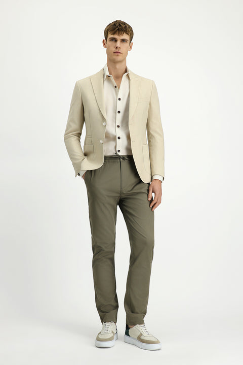 Light Beige 7 Drop Super Slim Fit Extra Narrow Cut Striped Lycra Sport Jacket
