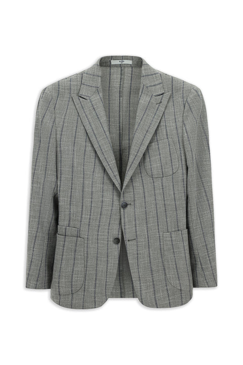 Medium Grey 6 Drop Regular Fit Striped Lycra Sport Jacket