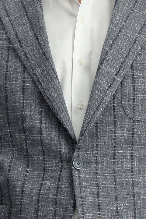 Dark Gray 6 Drop Regular Fit Striped Lycra Sport Jacket
