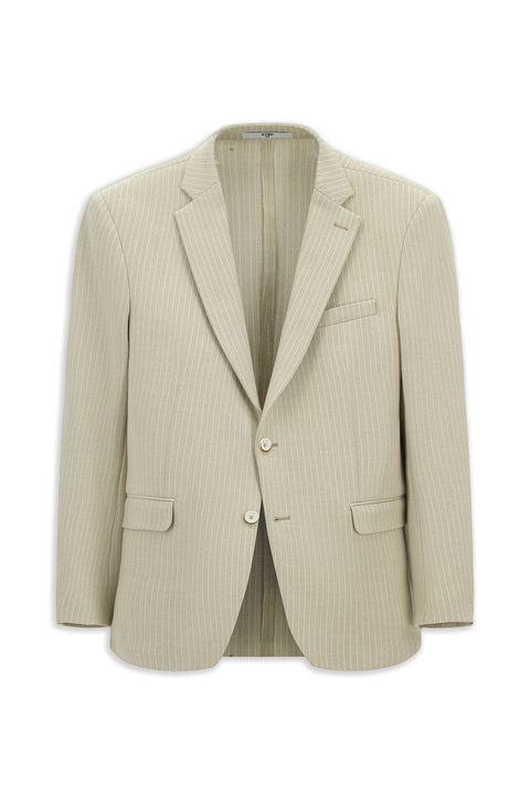 Light Beige 6 Drop Regular Fit Classic Cotton Striped Jacket