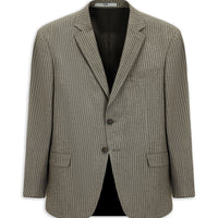 Dark Mink 4 Drop Relaxed Fit Classic Linen Blend Striped Jacket