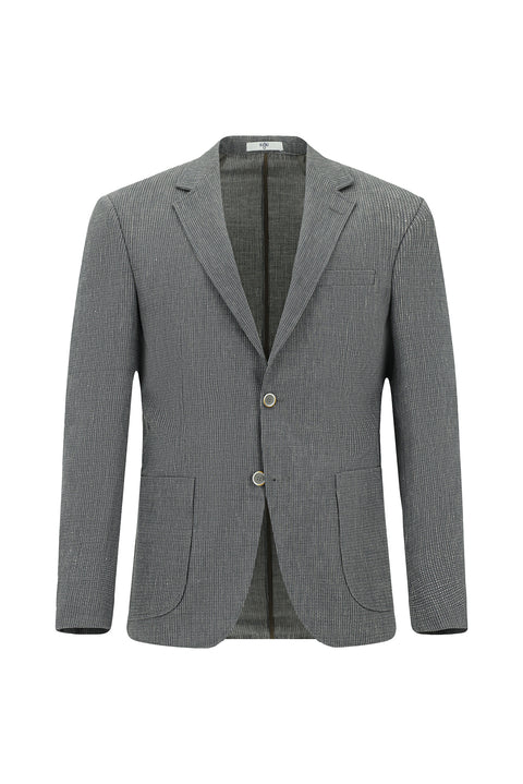 Dark Green 6 Drop Regular Fit Linen Blend Striped Sport Jacket