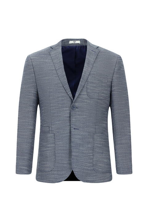 Dark Navy 7 Drop Super Slim Fit Extra Narrow Cut Patterned Sport Jacket