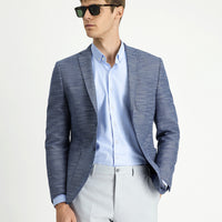 Dark Navy 7 Drop Super Slim Fit Extra Narrow Cut Patterned Sport Jacket
