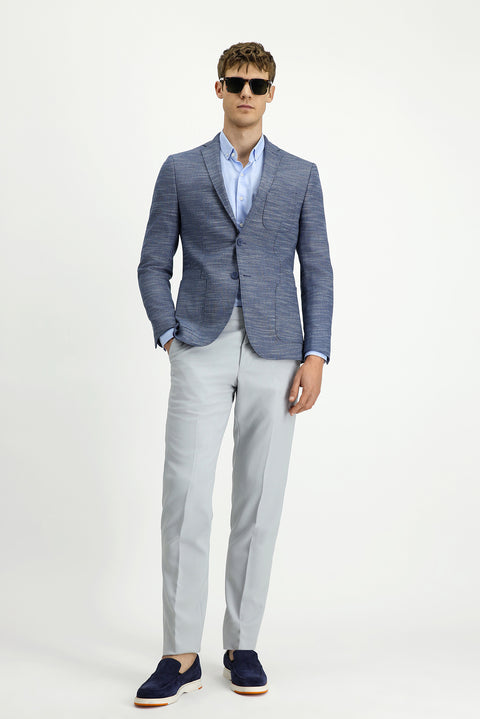 Dark Navy 7 Drop Super Slim Fit Extra Narrow Cut Patterned Sport Jacket