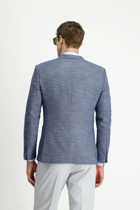 Dark Navy 7 Drop Super Slim Fit Extra Narrow Cut Patterned Sport Jacket