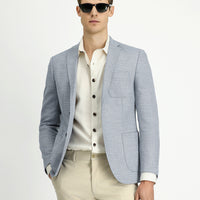 Light Blue 7 Drop Super Slim Fit Extra Narrow Cut Patterned Sport Jacket