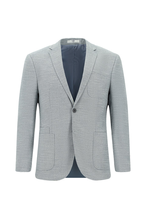 Light Blue 7 Drop Super Slim Fit Extra Narrow Cut Patterned Sport Jacket
