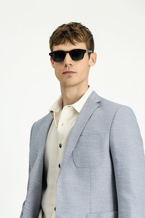 Light Blue 7 Drop Super Slim Fit Extra Narrow Cut Patterned Sport Jacket