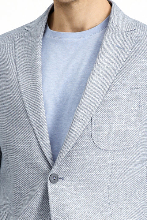 Light Blue 7 Drop Super Slim Fit Extra Narrow Cut Patterned Sport Jacket