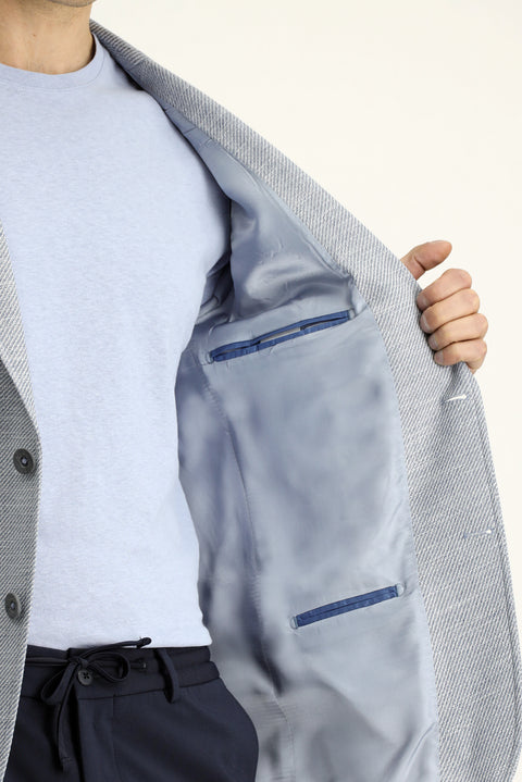 Light Blue 7 Drop Super Slim Fit Extra Narrow Cut Patterned Sport Jacket