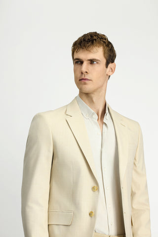  Açık Bej 7 Drop Slim Fit Dar Kesim Klasik Ceket
