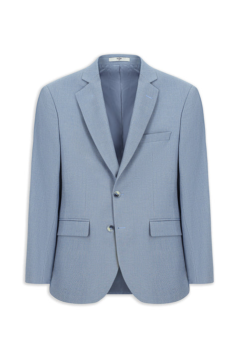 Light Blue 7 Drop Slim Fit Classic Patterned Jacket