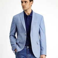 Light Blue 7 Drop Slim Fit Classic Patterned Jacket