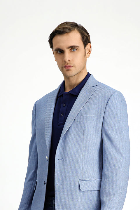 Light Blue 7 Drop Super Slim Fit Extra Narrow Cut Classic Patterned Jacket